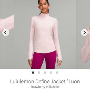 ISO Lululemon Define Jacket in Strawberry Milkshake size 0